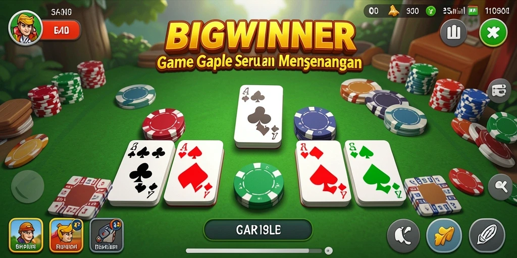 Tampilan menyenangkan gameplay Gaple di BIGWINNER.