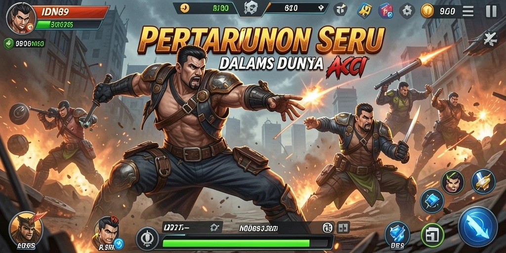 Tampilan aksi gameplay seru dalam IDN89 yang menegangkan.