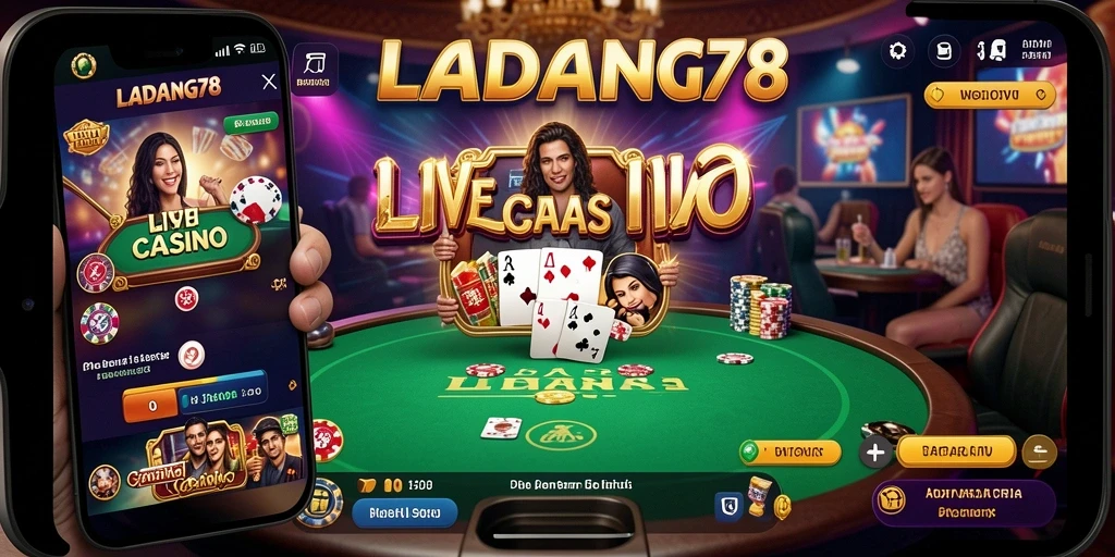 Screenshot gameplay Live Casino menunjukkan dealer profesional dan suasana mendebarkan.