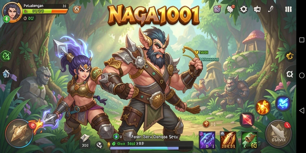 Tampilan gameplay NAGA1001 yang penuh aksi dan strategi RPG.