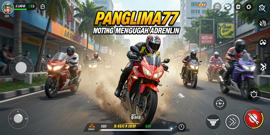Tampilan gameplay balapan motor yang mendebarkan di PANGLIMA77.
