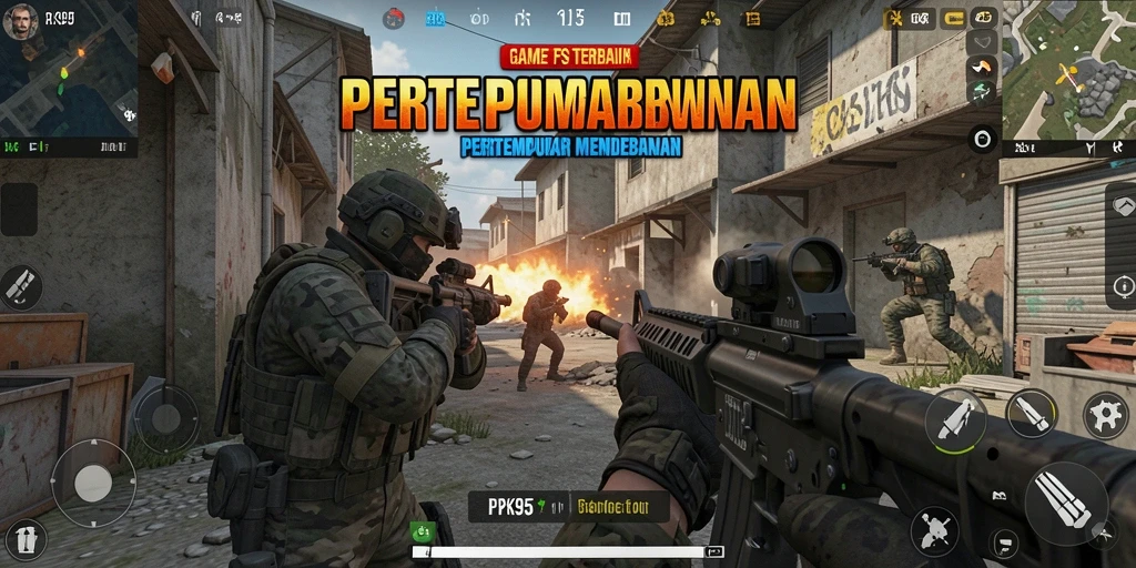 Screenshot gameplay PK95 menampilkan aksi pertempuran yang intens.