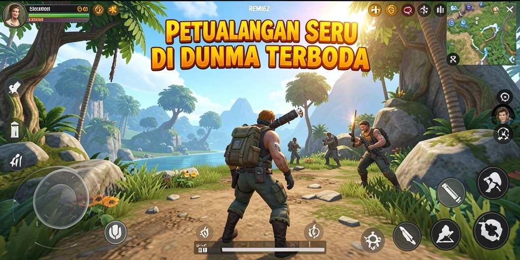 Gameplay seru di dunia terbuka REMI62 dengan beragam misi eksplorasi.
