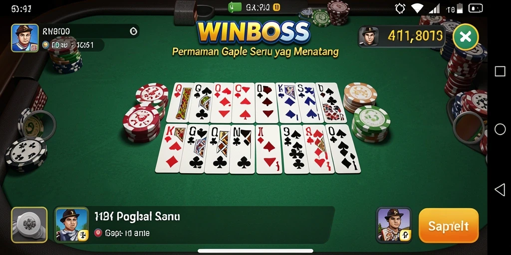Tangkapan layar gameplay Gaple di WINBOSS yang menarik.